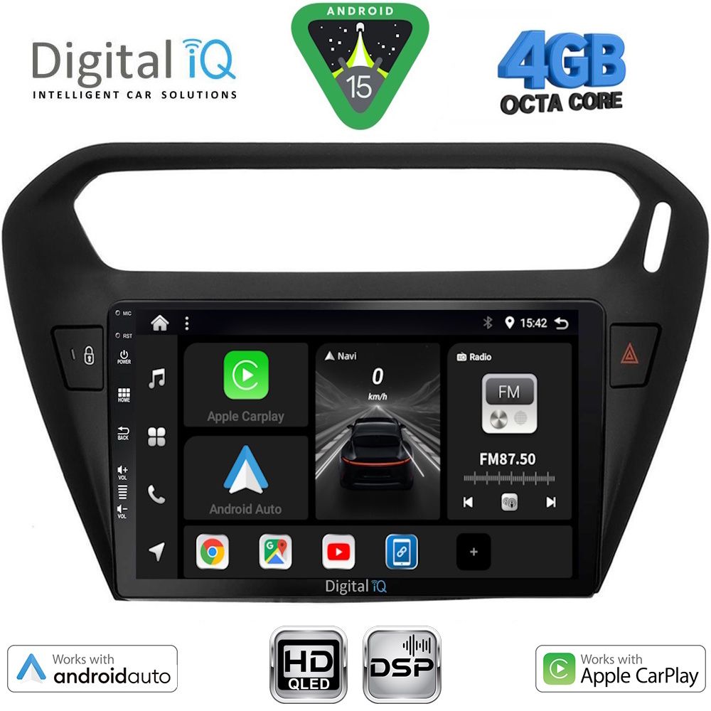 Βλησαρούλης Car Center - DIGITAL IQ BXF 16511BL_CPAA (9inc) MULTIMEDIA TABLET for CITROEN ELYSEE – PEUGEOT 301 mod. 2013-2026 (BLACK)