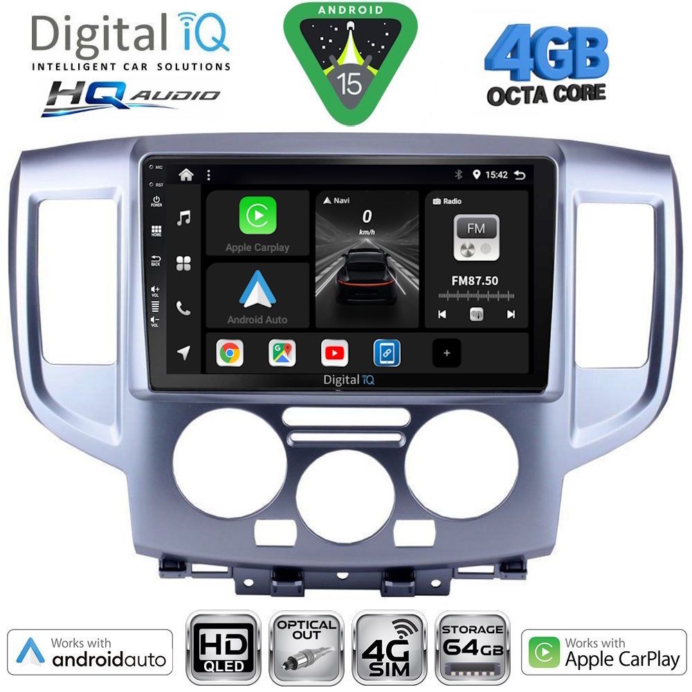 Βλησαρούλης Car Center - DIGITAL IQ BXK 19458SL_CPAA (9inc) MULTIMEDIA TABLET for NISSAN NV 200 mod. 2009-2020 (SILVER)