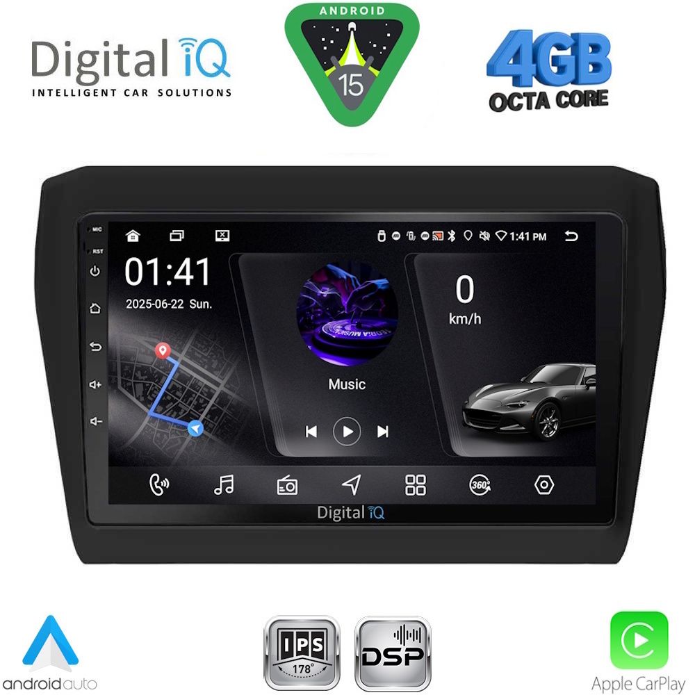 Βλησαρούλης Car Center - DIGITAL IQ RSG 6686_CPA (9inc) MULTIMEDIA TABLET for SUZUKI SWIFT mod. 2017-2026