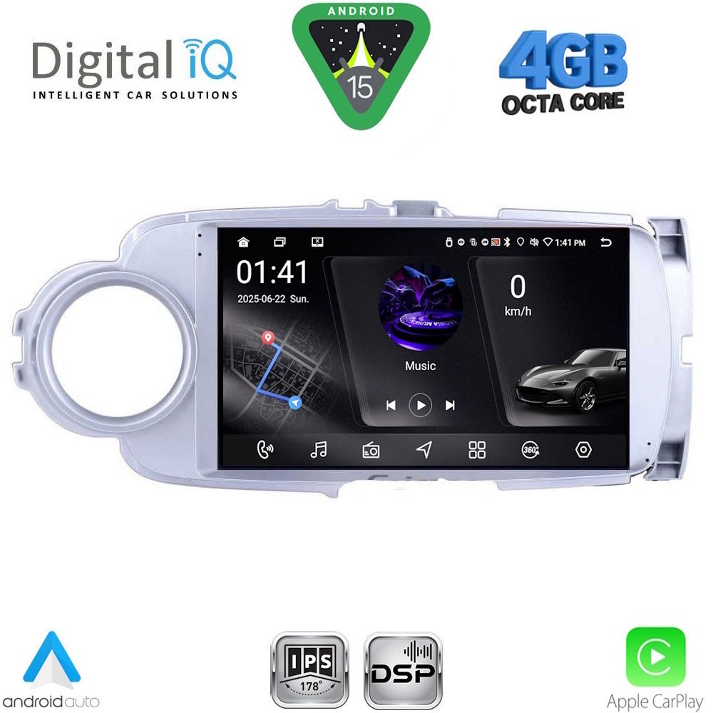 Βλησαρούλης Car Center - DIGITAL IQ RSG 6737SL_CPA (9inc) MULTIMEDIA TABLET for TOYOTA YARIS mod. 2011-2015 (SILVER)